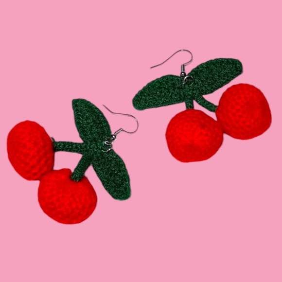 Jewelry - CHERRY CROCHET EARRINGS